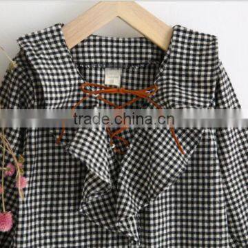 2-7 Years Wholesale 2017 New Fashion Girls Plaid Shirt Full Sleeve Ruffles Autumn Cotton Girls Blouses photo-3
