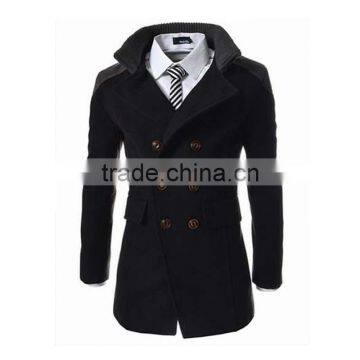 Hot Sale Long Sleeve Woolen Black Navy and Gary Warm 4 Size for Choice Coat of Wool photo-4