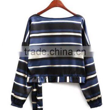 Runwaylover EY2351B 2017 Ladies Fashion Long Sleeve Stripe Blouse photo-3