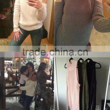 Off Shoulder Sweater Autumn Fashion Women Oversize Jumper Knitted Top Pullover photo-3