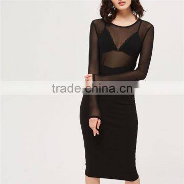 2017 OEM Top Design Sexy Transparent Mesh Top Dress for Ladies photo-2