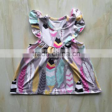 XF-044 Wholesale Fashion kids skirts baby girls colored feather printed cute boutique dresses