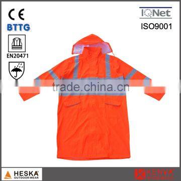 Fashion cheap fluorescent OEM custom yellow hi vis rain coat