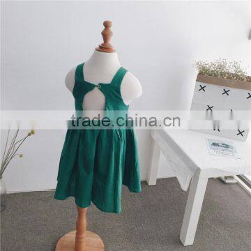 Factory Supply 2-7Y Little Girls Hollow Back Green One-piece Dress Little Girls photo-5
