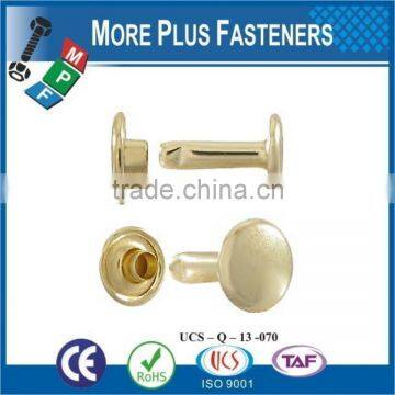 Made In Taiwan Double Capped Rivets Gilt Brass Medium Black Steel photo-5