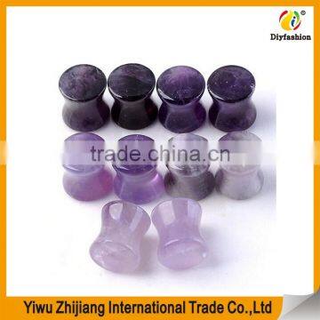 Natural Stone Amethyst Green Aventurine Hematite Howlite Turquoise Double Flared Saddle Plug Gauge Ear Stretchers photo-4