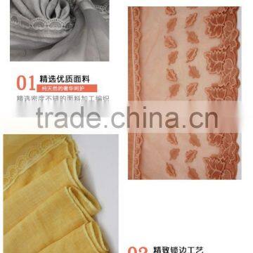 New Fashion Classic Plain Dyed TR Viscose Thin Leaf Silk Lace Trim Ribbon Hijab Scarf for Custom photo-6