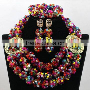 Clear Crystal Mixed Coral Beads Necklace Nigerian Weding Earrings African BraceletJewelry Sets