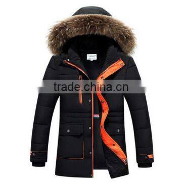 New Brand Mens Down Coat Fashion Warm Cotton Padded Coat With Fur Hood Parkas Winter Jacket Men Overcoat Outerwear