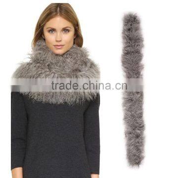 SJ610-01 2016 Gray Long Fur Wholesale Lady Fashion Scarf