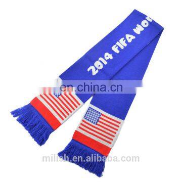 SC-0029 Acrylic soccer scarf custom print knitted jacquard America USA football fan scarf