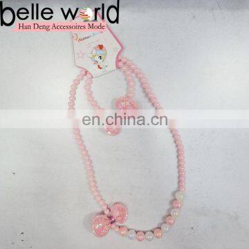 pink bows plastic beaded necklace and bracelet sets