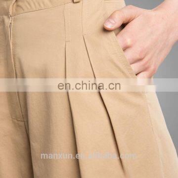 2017 OEM Srevices Girls Simple Clothing Comfort Khaki Pleated Plus Trousers Wholesale photo-3