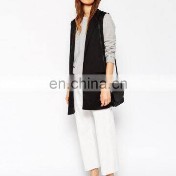 Women's Sleeveless Ponte Blazer With Hem Split to the Back photo-4