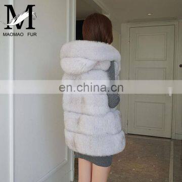 Top Quality Comfortable Wholesale Vest Real Fox Fur Hood Vest / Cheap Fur Vest