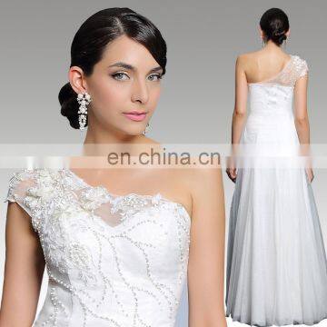 2015 white one shoulder evening dress for fat women