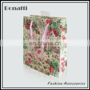 2013 new style flower paper shopping bag colorful paper gift bag for packaging