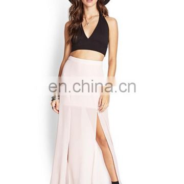 wholesale pictures of long skirt latest design lady skirt split sheer chiffon maxi skirt