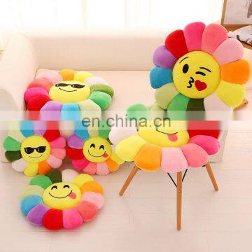 Emoji face embroidered plush soft sunflower stuffed cushion