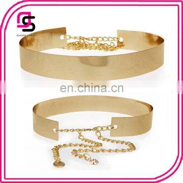 Factory Customize Wholesale Woman Ladies Metal Mirror Wide Waist Belt With Chain