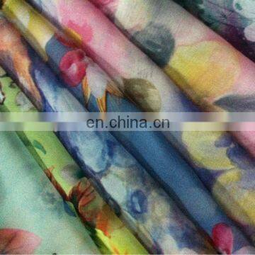 100% polyester silk big flower printed 75D chiffon fabric for ladies fashion dress