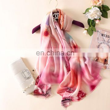 New design Winter fashion flower plant printing wool scarf