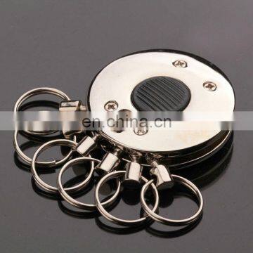 round led metal rubber keychain with multiple rings