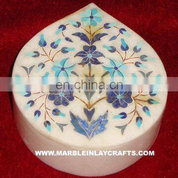 Inlay Marble Box, White Marble Inlay Jewellery Box