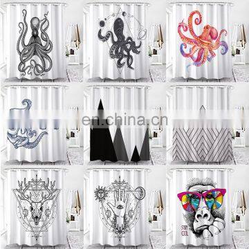 Waterproof Polyester Fabric Bathroom Animal Printed Shower Curtain