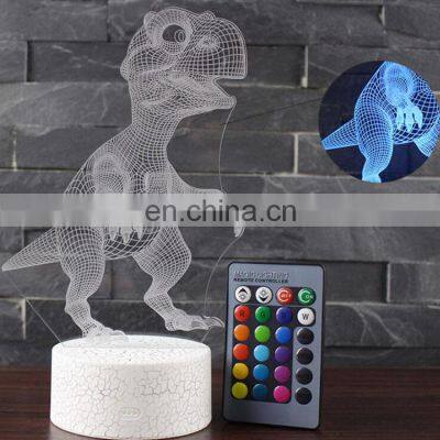 2019 New Customized Creative Gift 3D Optical Dinosaur Visual Illusion Acrylic Night Light USB Table Lamp photo-2