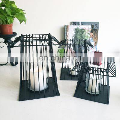 Black metal iron hanging candle stand tea light candle holder