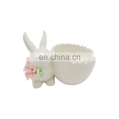 easter design ceramic bunny egg holder cup stand with hen