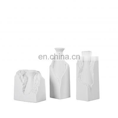 Minimalist Pure White Modern Creative Hand Made Flower Vase Ceramic For Home Decoration photo-3