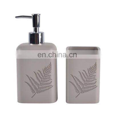 High Quality Leave Printed Polyresin European Resin Bathroom Accessories Vanity Set photo-3