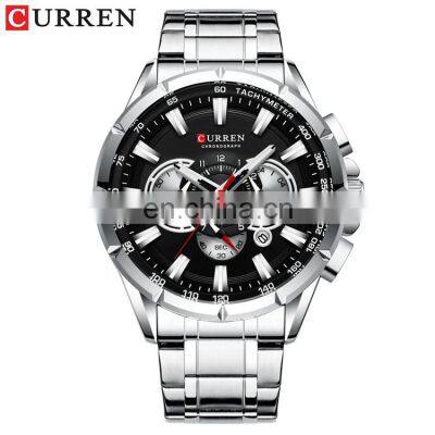 CURREN 8363 Men Quartz Watch With Logo Stainless Steel Japan Quartz Chronograph Business Men Wrist Watches