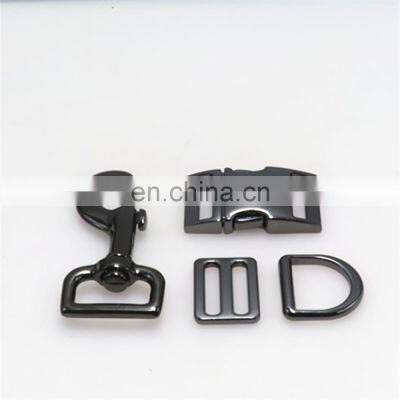 Durable snap Hook Tri-Glide Buckles Quick release Buckles D ring  gunmetal sets for Dog Collar Dog leash