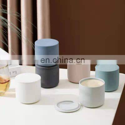 Custom Matte Candle Vessels Ceramic Embossed Logo Empty Candle Container In Bulk Wholesale Candle Jar