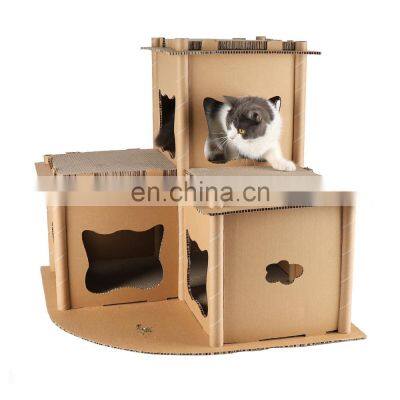 Custom Indoor Corrugated Paper Scratcher Toy Cat Cardboard House photo-4