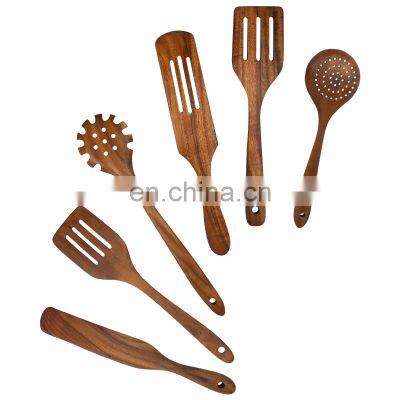 Organic Teak Wood Kitchen Utensil With Spatula Wooden Spoons For Cooking