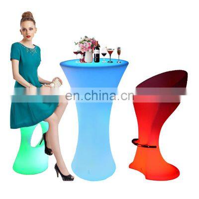 bar stool parts /PE RGB color changed LED night club furniture catering cafe bar chair& table Bar Furniture Sets