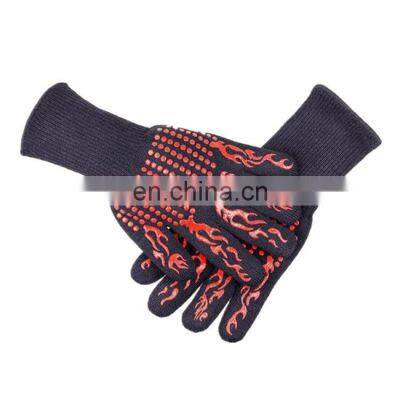 Customized Barbeque Silicone Extreme Heat Resistant Kitchen Cooking Grill Oven Mitts BBQ Gloves photo-5