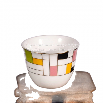 12pcs Cawa Cups Ceramic Arabic Coffee Cups New Bone China Cawa Cups With Color Box photo-3