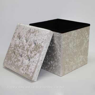 Ice Velvet ottoman-Beige