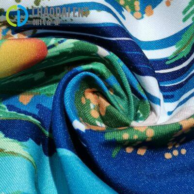 Twill Woven GRS Printed 100% OCEAN Recycled Polyester peach skin velvet Fabric for Decorative Fabric Clothing Pillow Beach Pants