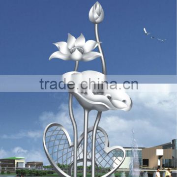 Modern Large Famous Arts Abstract Stainless steel Flower Sculpture for Outdoor decoration