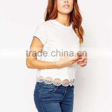 T-Shirt With Organza Hem T Shirt Wholesale China