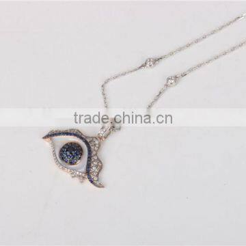 2016 Fashion 925 Sterling Silver Bule Evil Eye Pendant Necklace Jewelry