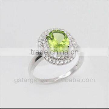 Hot Item 925 Sterling Silver Natural Peridot Ring Gemstone Jewelry