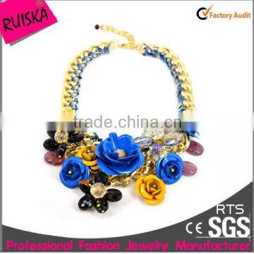 Colorful Handmade Rhinestones And Alloy Flowers Necklace Accessories