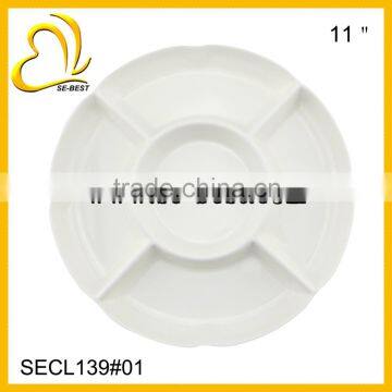 11" 5 SECTION PLATE; WHITE FRUIT TRAY